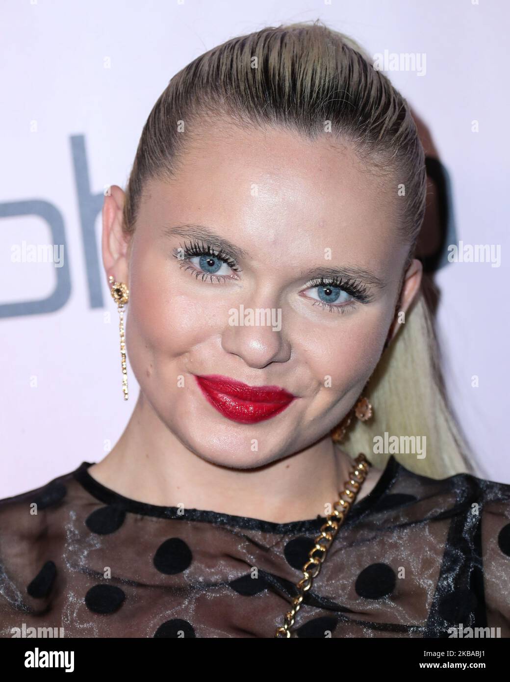 WEST HOLLYWOOD, LOS ANGELES, CALIFORNIA, USA - NOVEMBER 07: Model Alli Simpson arrives at the boohoo x All That Glitters Launch Party held at Nightingale Plaza on November 7, 2019 in West Hollywood, Los Angeles, California, United States. (Photo by Xavier Collin/Image Press Agency/NurPhoto) Stock Photo