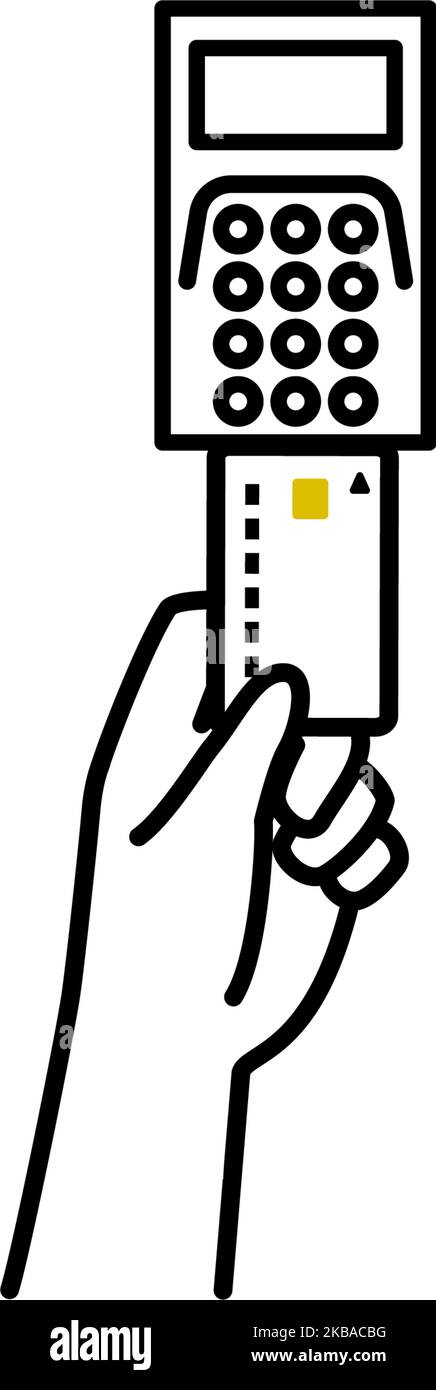 Cashless, insert credit card into card reader Stock Vector