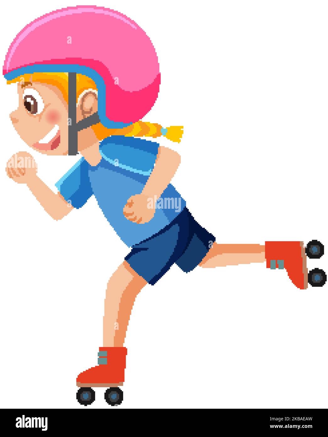 A girl roller skate on white background illustration Stock Vector Image