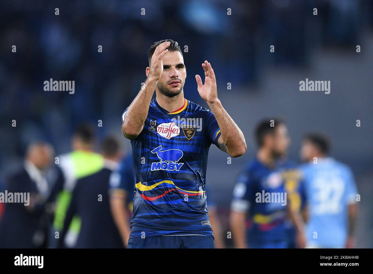 Panagiotis Tachtsidis of US Lecce greets his supporters at the end of the Serie A match between SS Lazio and US Lecce at Stadio Olimpico, Rome, Italy on 10 November 2019. (Photo by Giuseppe Maffia/NurPhoto) Stock Photo