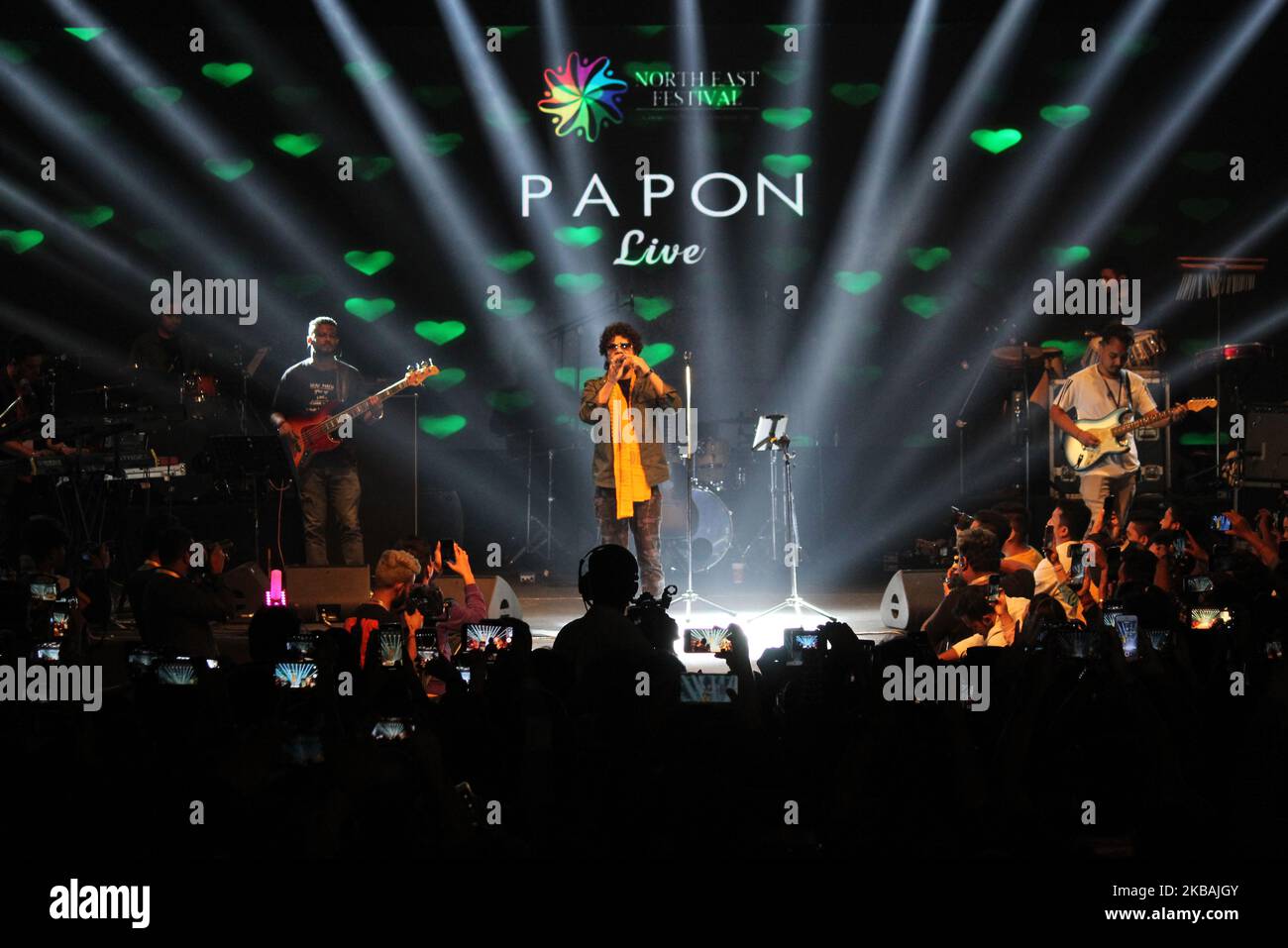 Papon, Indian playback singer from Assam, performs during the Northeast Festival on November 10, 2019 at Indira Gandhi National Centre for the Arts in New Delhi, India. (Photo by Mayank Makhija/NurPhoto) Stock Photo
