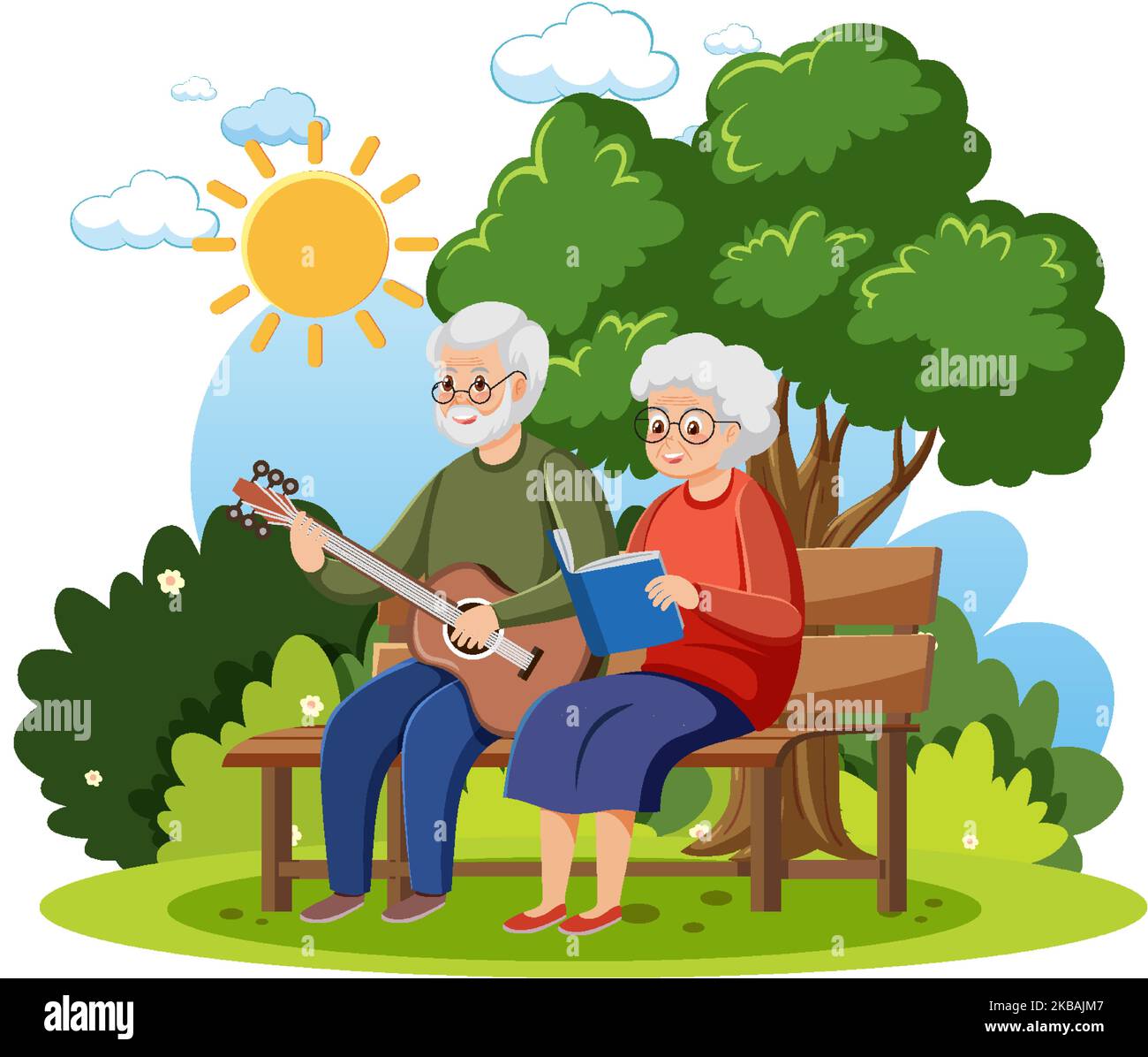 Elderly people relaxing at park illustration Stock Vector Image & Art ...