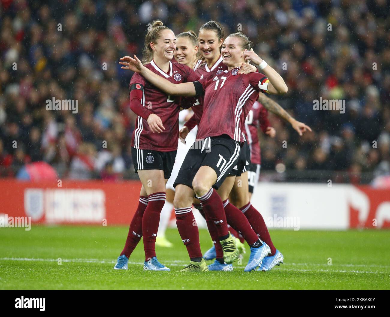Alexandra Popp of Germany celebrates her goal during Women's International Friendly between England Women and Germany Women at Wembley stadium in London, England on November 09, 2019 (Photo by Action Foto Sport/NurPhoto) Stock Photo