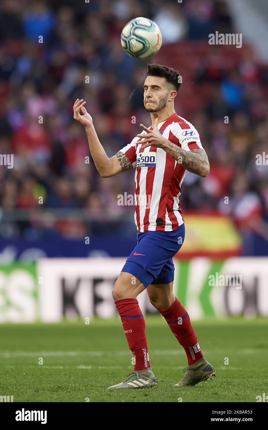 Mario Hermoso of Atletico Madrid in action during the Liga match between Club Atletico de Madrid and RCD Espanyol at Wanda Metropolitano on November 10, 2019 in Madrid, Spain. (Photo by Jose Breton/Pics Action/NurPhoto) Stock Photo