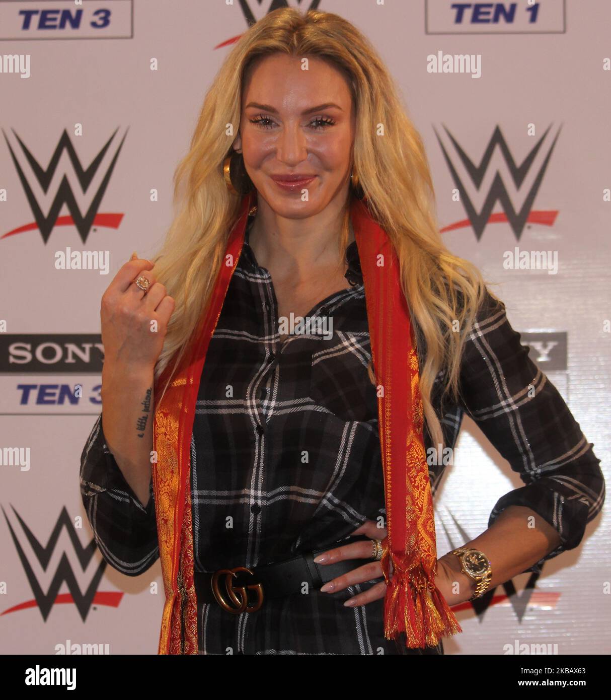 WWE Superstar Charlotte flair poses for a photograph during the