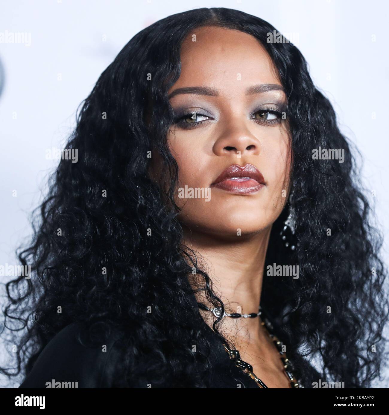 HOLLYWOOD, LOS ANGELES, CALIFORNIA, USA - NOVEMBER 14: Singer Rihanna wearing a John Galliano evening coat from William Vintage along with a necklace and bracelets by David Webb arrives at the AFI FEST 2019 - Opening Night Gala - Premiere Of Universal Pictures' 'Queen And Slim' held at the TCL Chinese Theatre IMAX on November 14, 2019 in Hollywood, Los Angeles, California, United States. (Photo by Xavier Collin/Image Press Agency/NurPhoto) Stock Photo