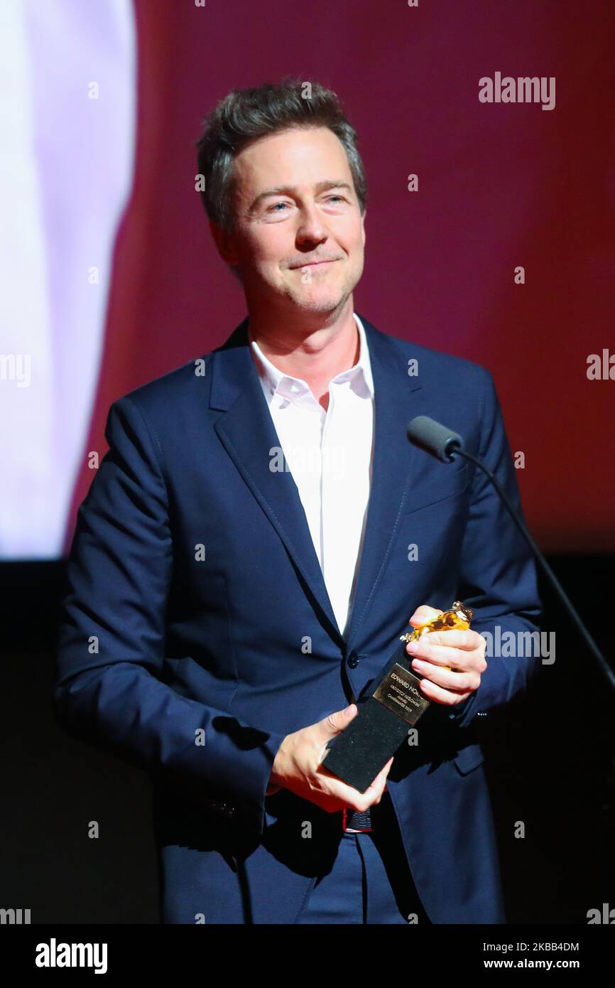 Edward Norton receives the Krzysztof Kieslowski's Award during Energa Camerimage International Film Festival in Torun, Poland on 16 November, 2019. (Photo by Beata Zawrzel/NurPhoto) Stock Photo