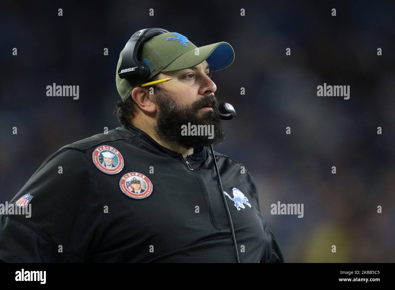 Detroit Lions head coach Matt Patricia is seen during the second half of an NFL football game against the Dallas Cowboys in Detroit, Michigan USA, on Sunday, November 17, 2019 (Photo by Jorge Lemus/NurPhoto) Stock Photo