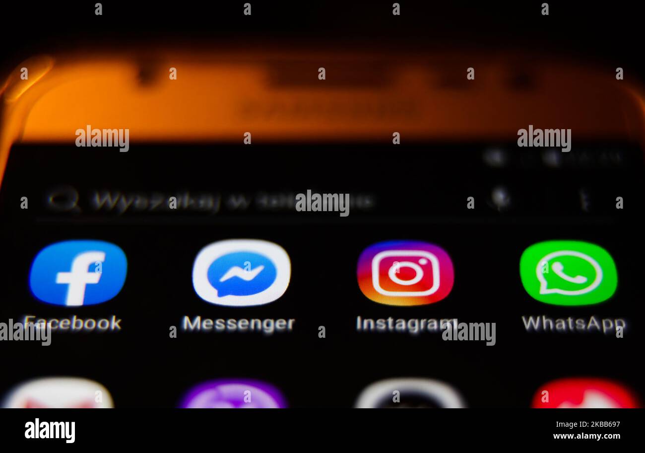 Facebook, Messenger, Instagram and WhatsApp icons are seen displayed on