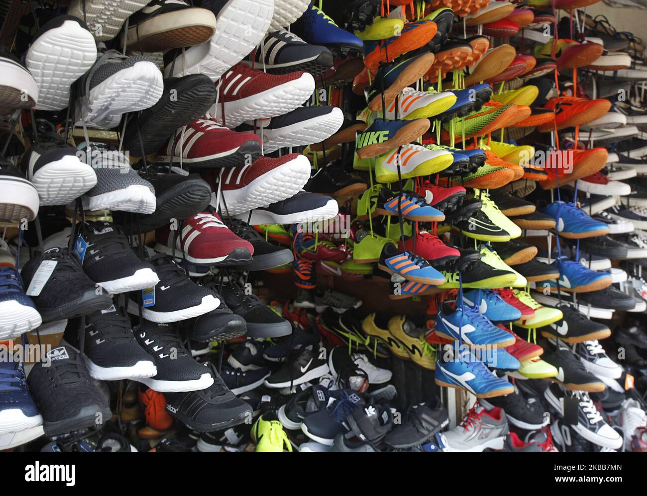 A number shoe product various types at a market in Bogor