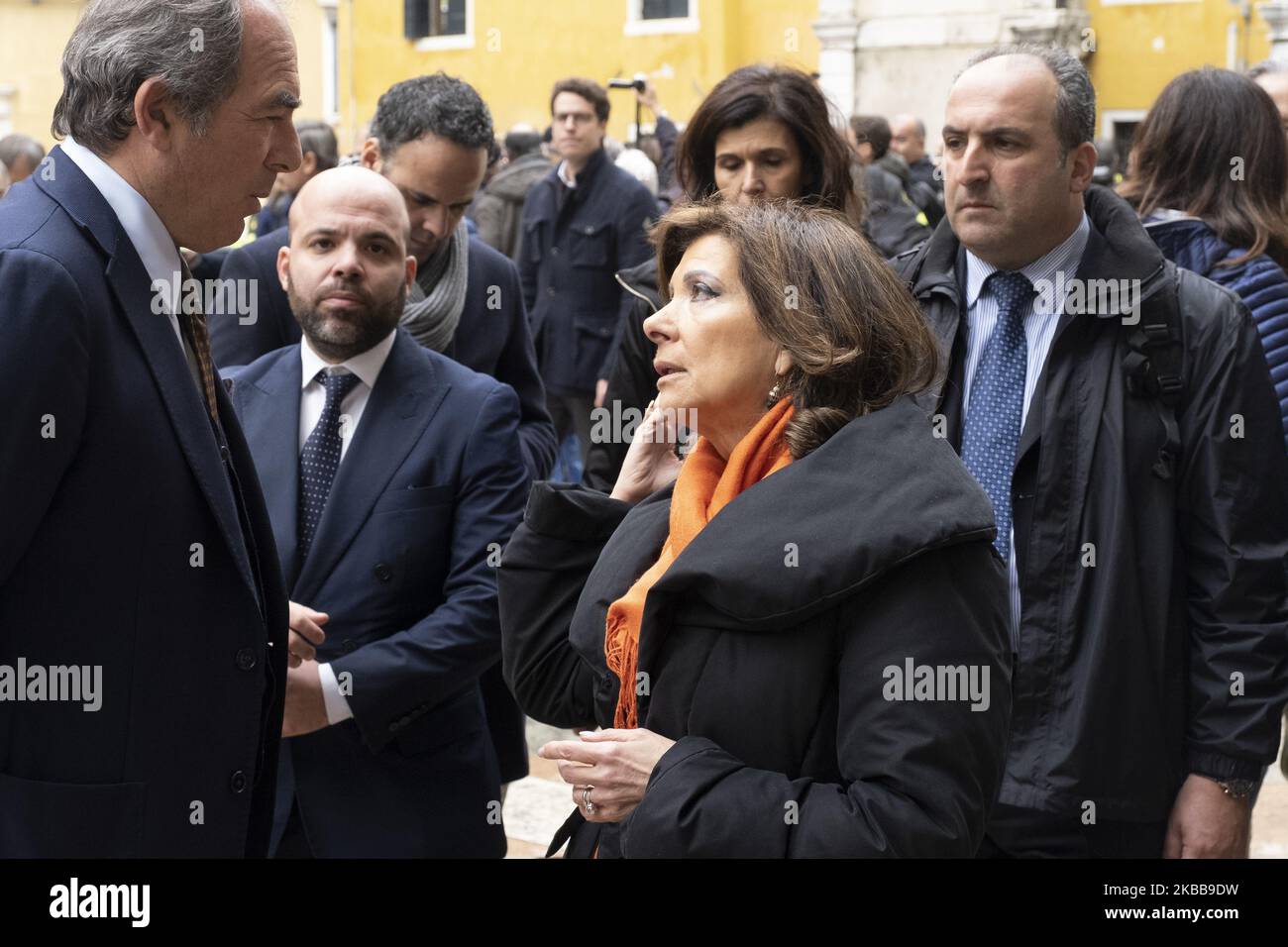 The President of the Senate of the Republic Maria Elisabetta Alberti Casellati visits Venice after the flood, Venice, Italy, November 16, 2019 (Photo by Roberto Silvino/NurPhoto) Stock Photo