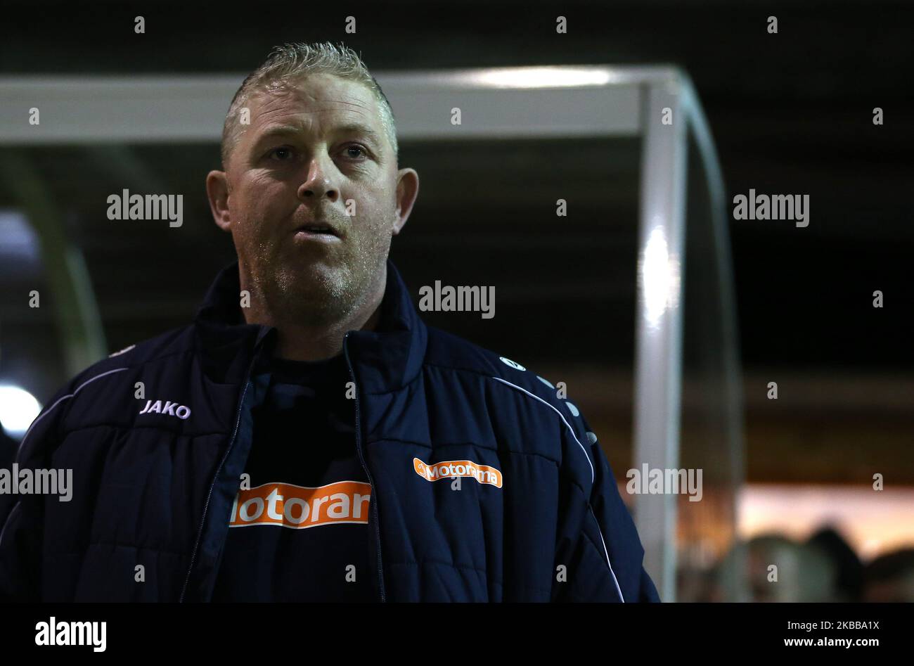 Darlington manager Alun Armstrong during the FA Cup match between Darlington and Walsall at Blackwell Meadows, Darlington on Wednesday 20th November 2019. (Photo by Chris Booth/MI News/NurPhoto) Stock Photo