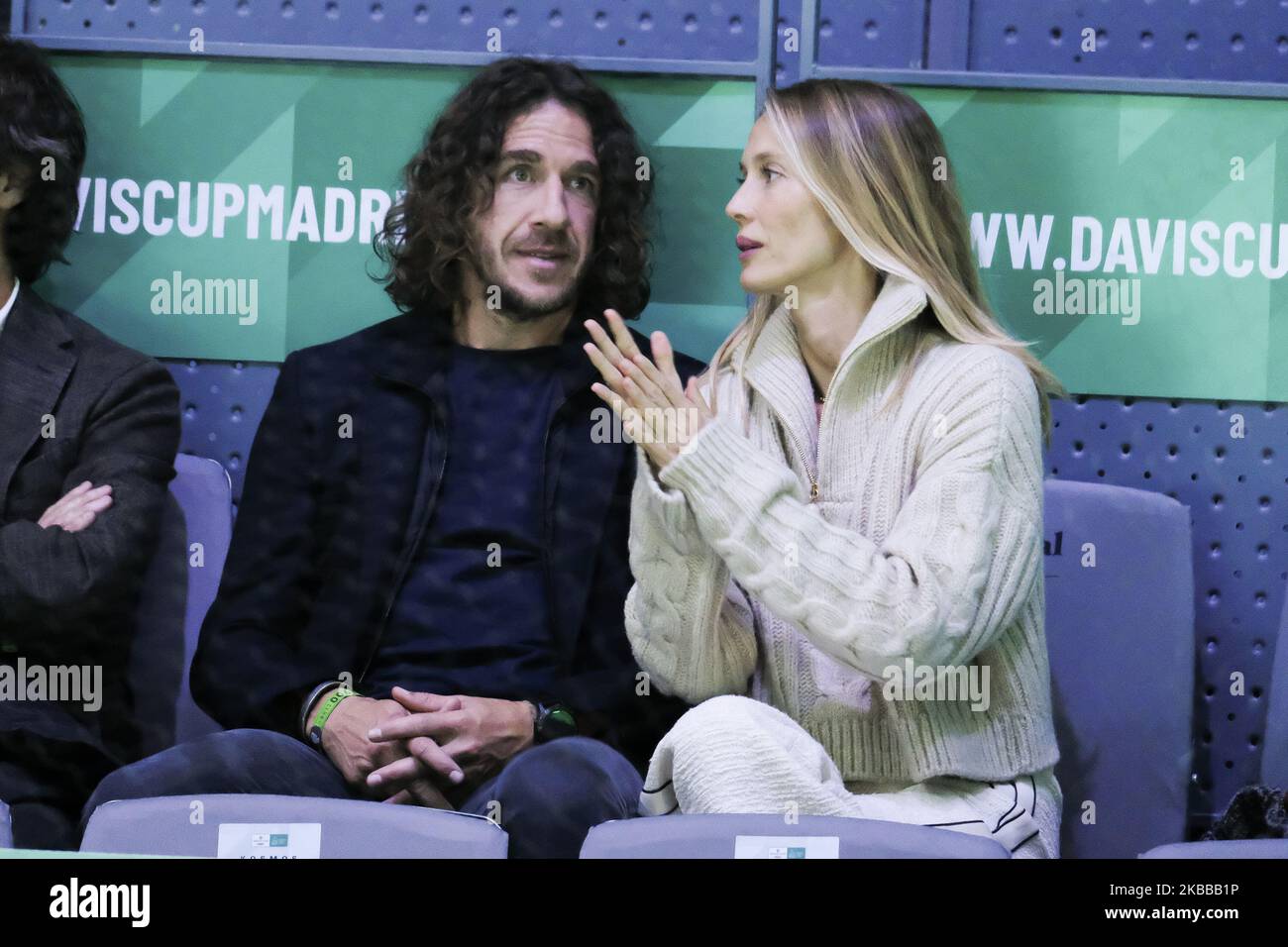 Vanesa Lorenzo and Carles Puyol during Day Three of the 2019 David Cup at La Caja Magica on November 20, 2019 in Madrid, Spain. (Photo by Oscar Gonzalez/NurPhoto) Stock Photo
