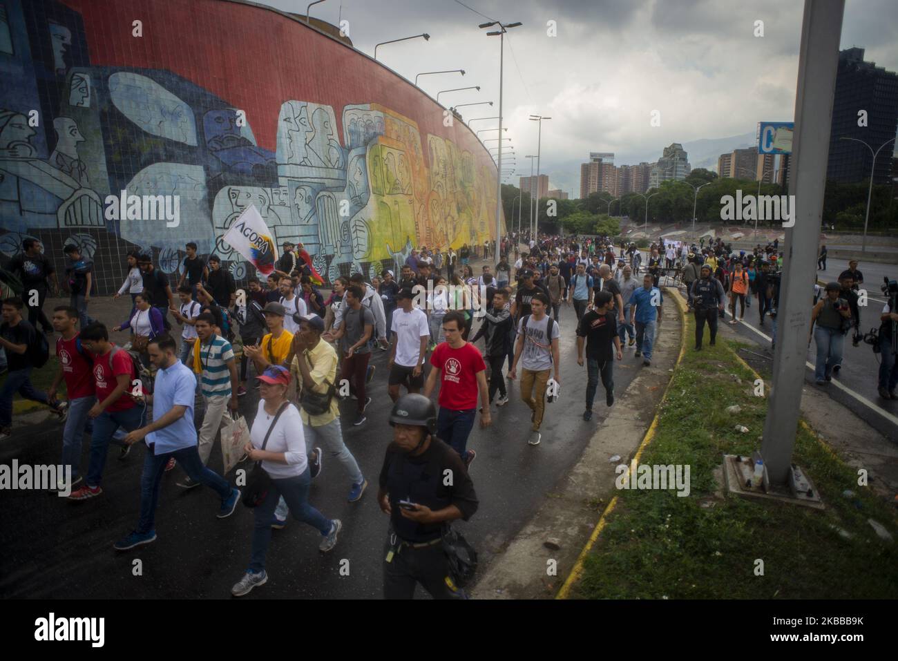 Opposition take part in a march called by university students to protest against Venezuela's President Nicolas Maduro in Caracas on November 21, 2019. (Photo by Jonathan Lanza/NurPhoto) Stock Photo