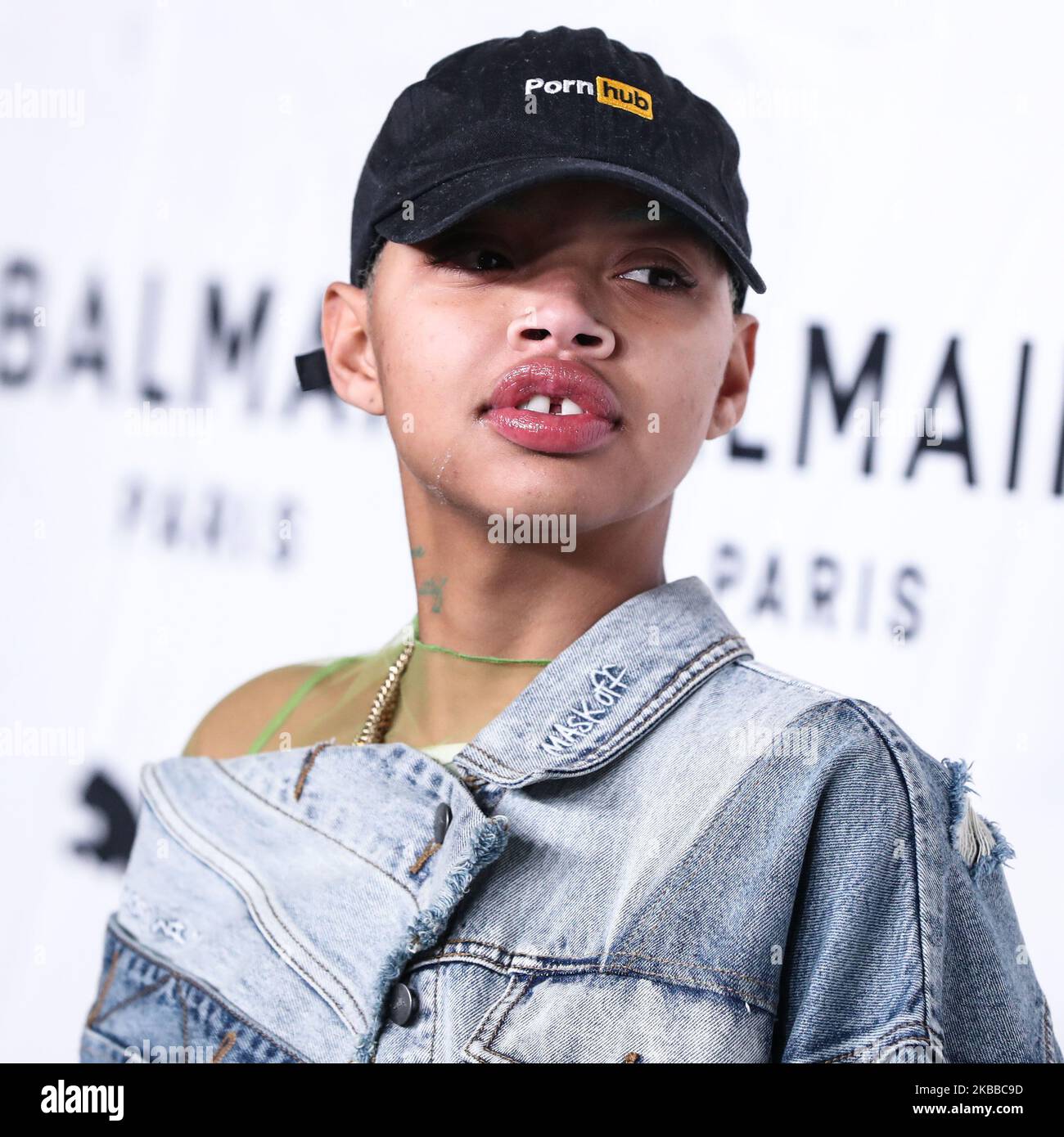 HOLLYWOOD, LOS ANGELES, CALIFORNIA, USA - NOVEMBER 21: Model Slick Woods arrives at the PUMA x Balmain Los Angeles Launch Event held at Milk Studios on November 21, 2019 in Hollywood, Los Angeles, California, United States. (Photo by Xavier Collin/Image Press Agency/NurPhoto) Stock Photo