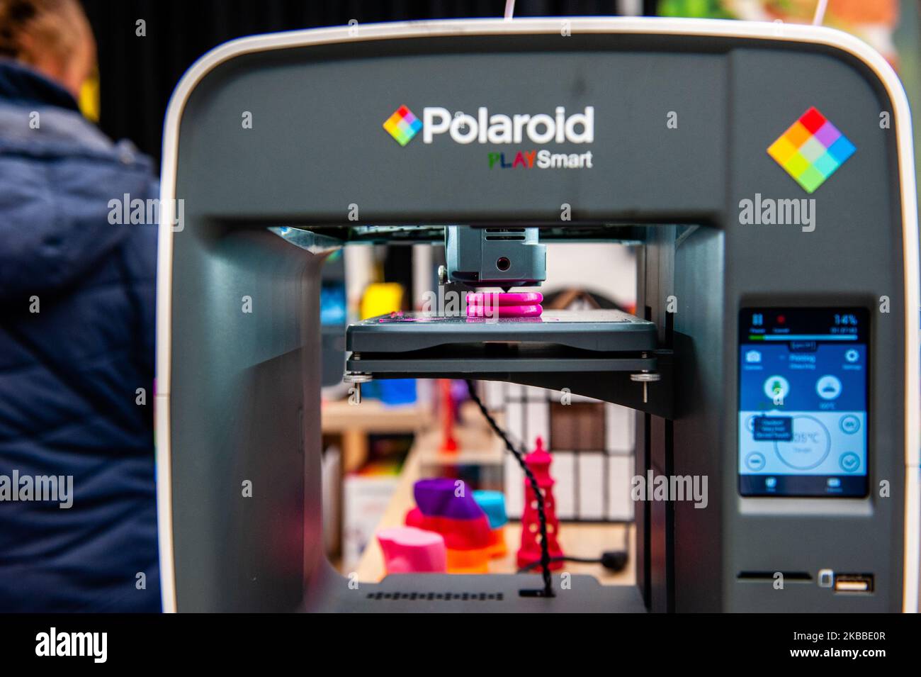 A view of a 3D printer by Polaroid, during the Bright Day Festival in Amsterdam, on November