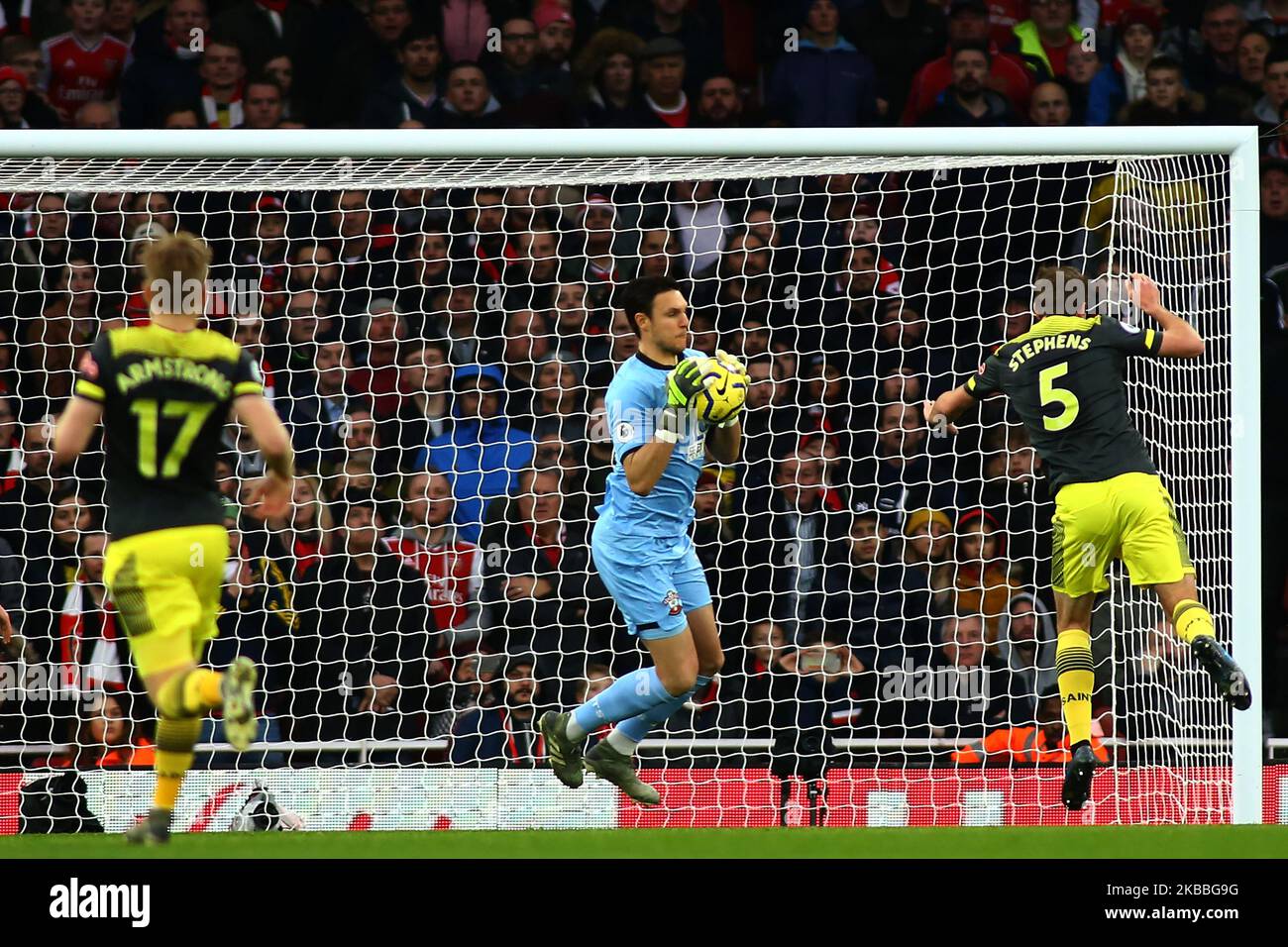 Southampton's goalkeeper Alex McCarthy makes a save during English Premier League between Arsenal and Southampton at Emirates stadium , London, England on 23 November 2019. (Photo by Action Foto Sport/NurPhoto) Stock Photo