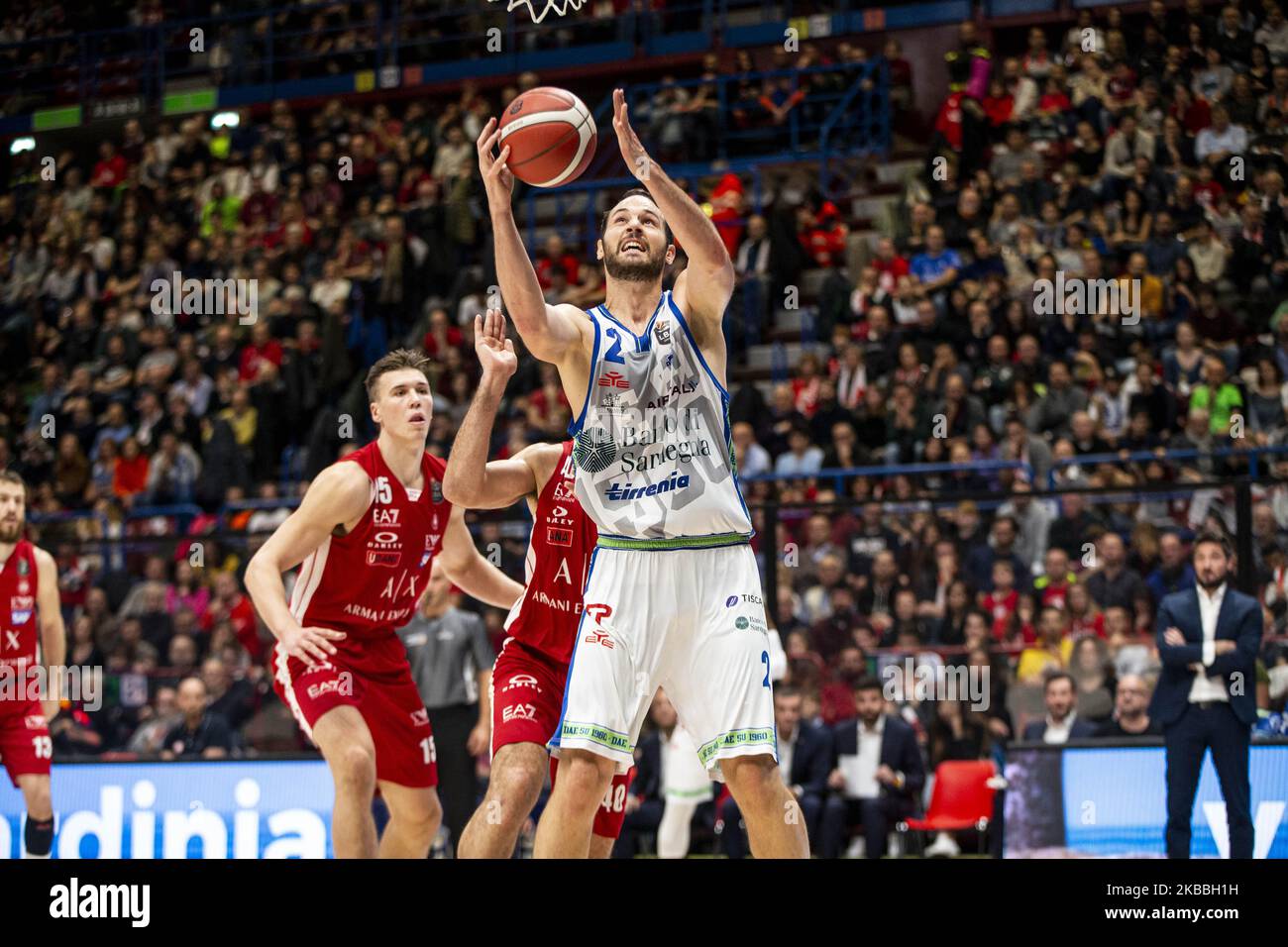 Miro Bilan (#2 Banco di Sardegna Sassari) in action during the 2019/2020 italian basketball league LBA Regular Season Round 10 match between AX Armani Exchange Milan and Banco di Sardegna Sassari at Mediolanum Forum on November 23, 2019 in Assago Milan, Italy. (Photo by Roberto Finizio/NurPhoto) Stock Photo