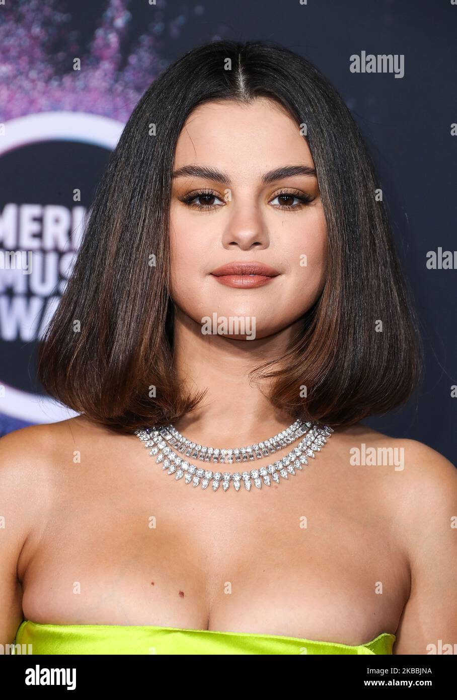 Los Angeles California Usa November 24 Singer Selena Gomez Wearing A Versace Dress And