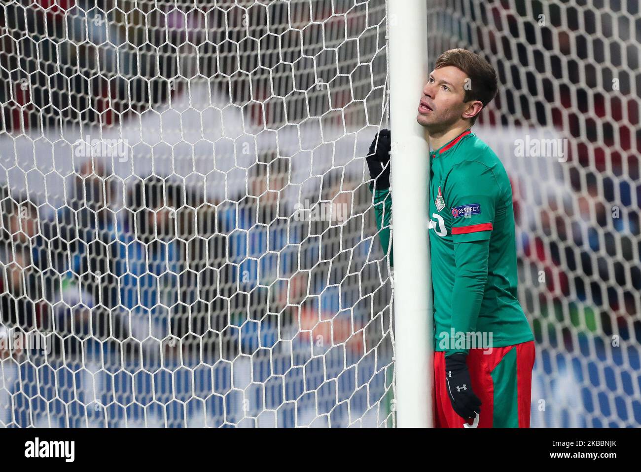 Fedor Smolov of FC Lokomotiv Moskva reacts during the UEFA Champions League group D match between FC Lokomotiv Moskva and Bayer Leverkusen at RZD Arena on November 26, 2019 in Moscow, Russia. (Photo by Igor Russak/NurPhoto) Stock Photo