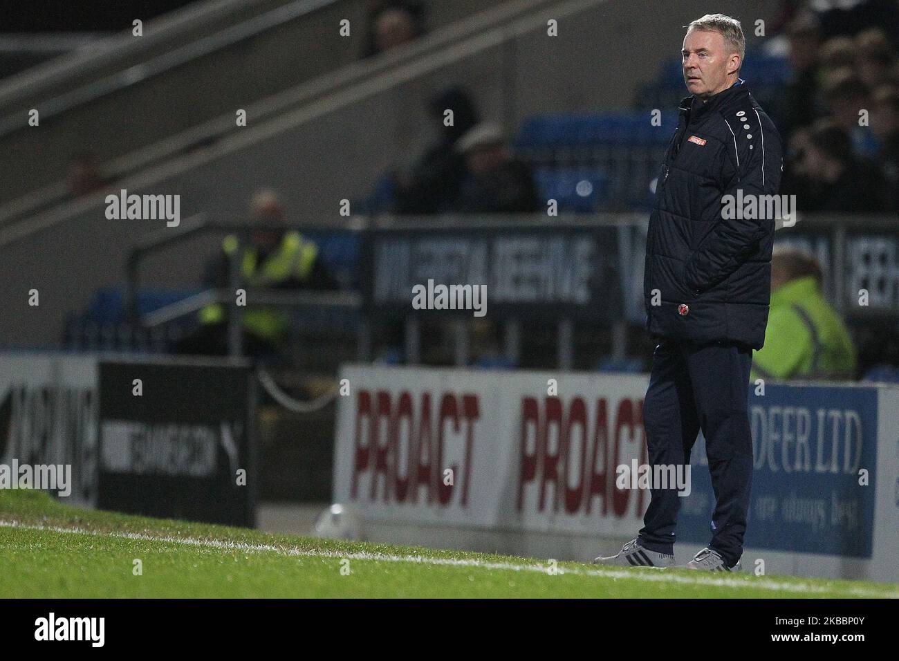 Chesterfield manager John Sheridan during the Vanarama National League match between Chesterfield and Hartlepool United at the Proact stadium, Chesterfield on Tuesday 26th November 2019. (Photo by Mark Fletcher/MI News/NurPhoto) Stock Photo