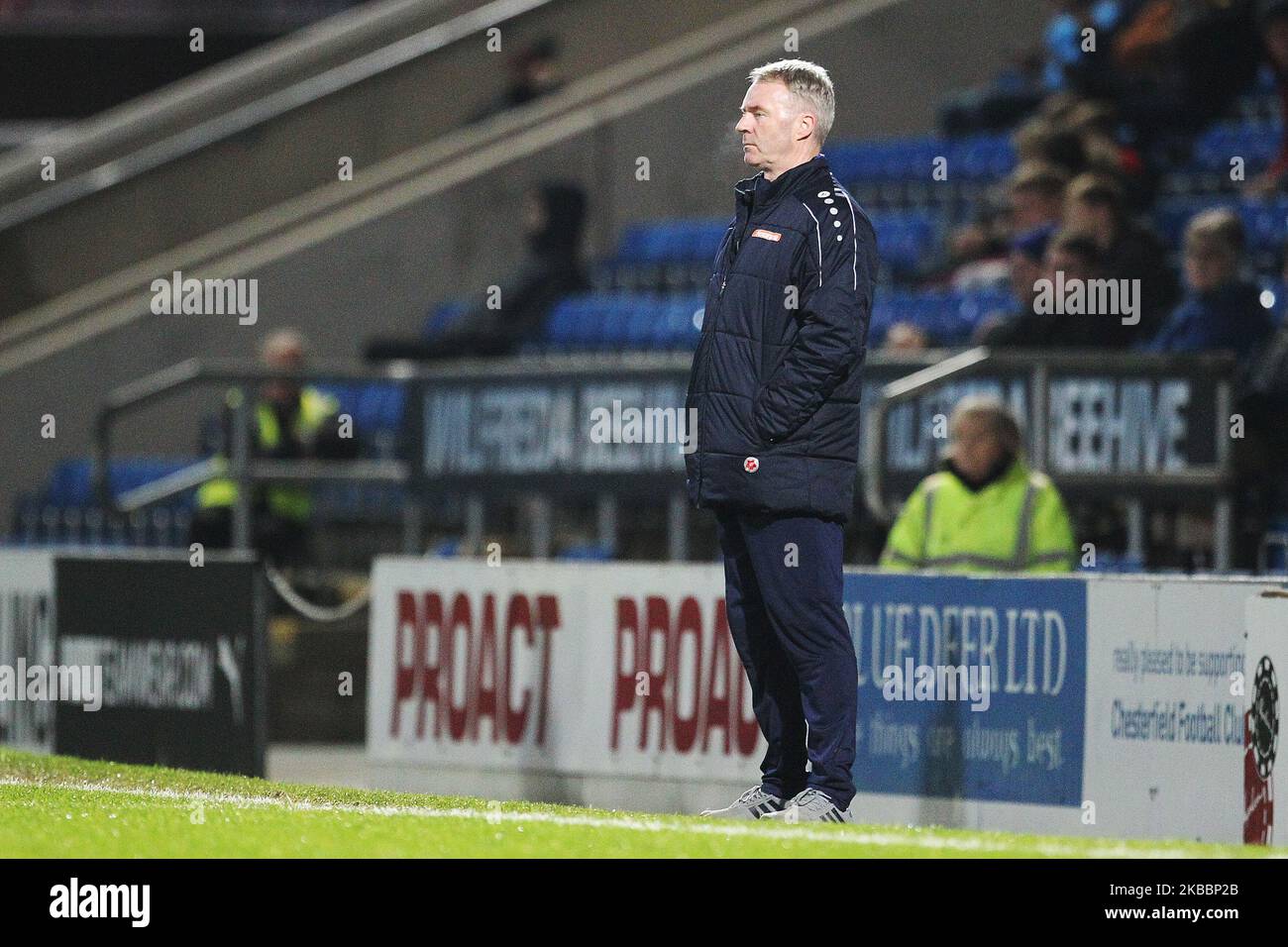 Chesterfield manager John Sheridan during the Vanarama National League match between Chesterfield and Hartlepool United at the Proact stadium, Chesterfield on Tuesday 26th November 2019. (Photo by Mark Fletcher/MI News/NurPhoto) Stock Photo