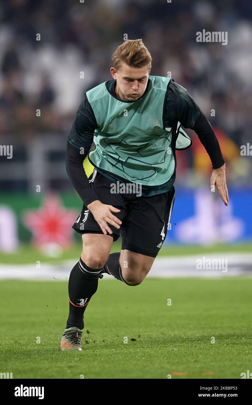 Matthijs de Ligt of Juventus during the warm-up before the UEFA Champions League group D match between Juventus and Atletico Madrid at Juventus Arena on November 26, 2019 in Turin, Italy. (Photo by Jose Breton/Pics Action/NurPhoto) Stock Photo