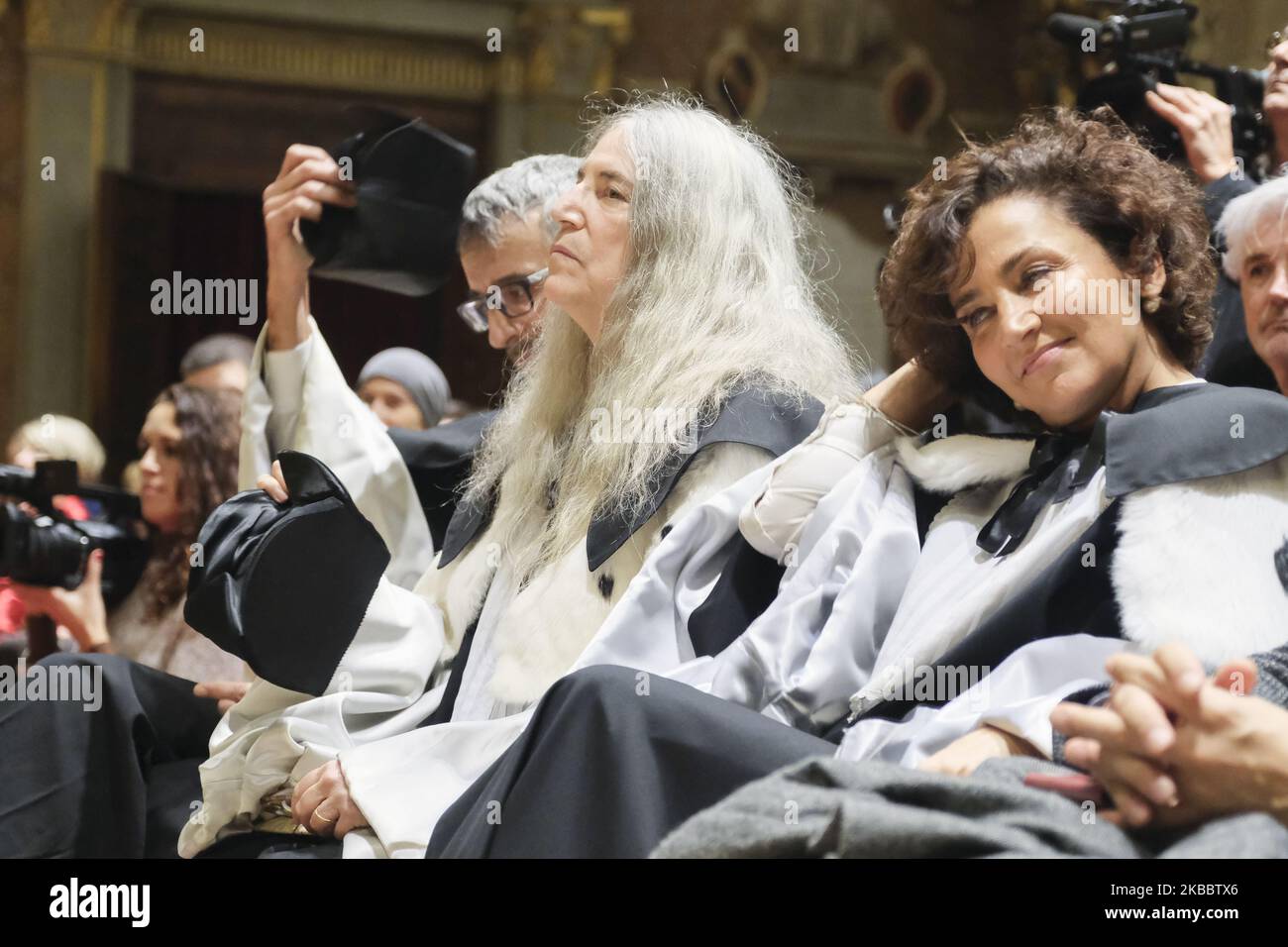 Patti Smith, the priestess of the Rock, receives an honorary master's degree in European and American Languages ??and Literature at the Aula Magna of the University of Padua, Padua, Italy, 28th Novembre 2019 (Photo by Roberto Silvino/NurPhoto) Stock Photo