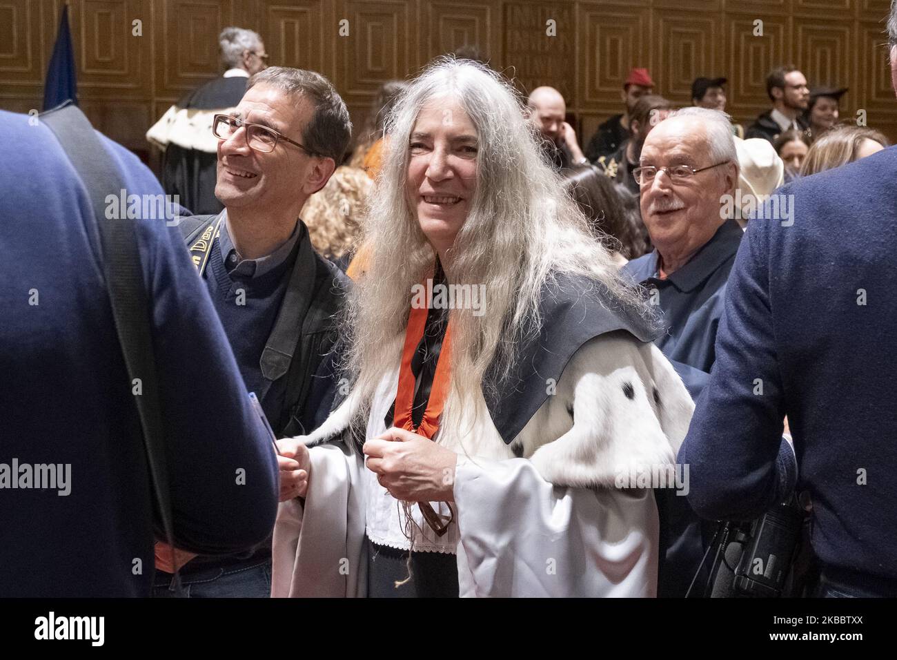 Patti Smith, the priestess of the Rock, receives an honorary master's degree in European and American Languages ??and Literature at the Aula Magna of the University of Padua, Padua, Italy, 28th Novembre 2019 (Photo by Roberto Silvino/NurPhoto) Stock Photo