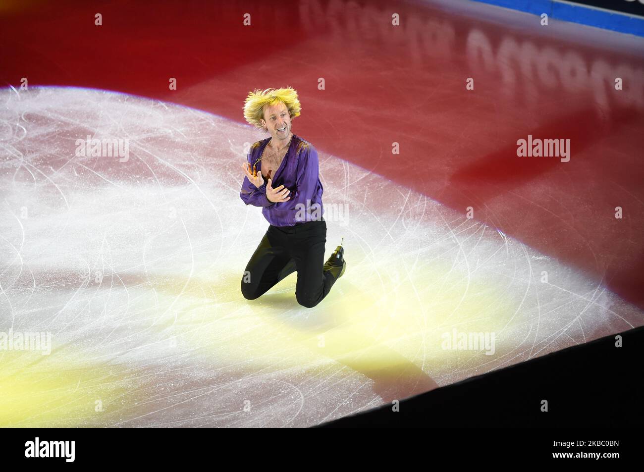 Russian skater Evgini Plushenko skating during the Golden Skate Gala, an annual event that brings together the best skaters in the world in an evening of absolute show that this year was held on November 30, 2019 at the Allianz Cloud in Milan, Italy. (Photo by Andrea Diodato/NurPhoto) Stock Photo