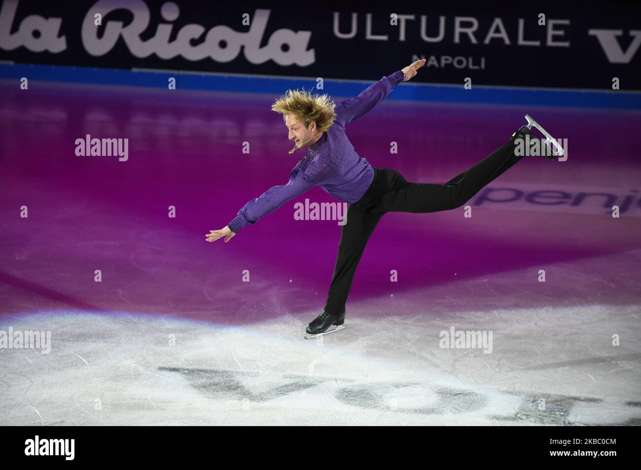 Russian skater Evgini Plushenko skating during the Golden Skate Gala, an annual event that brings together the best skaters in the world in an evening of absolute show that this year was held on November 30, 2019 at the Allianz Cloud in Milan, Italy. (Photo by Andrea Diodato/NurPhoto) Stock Photo