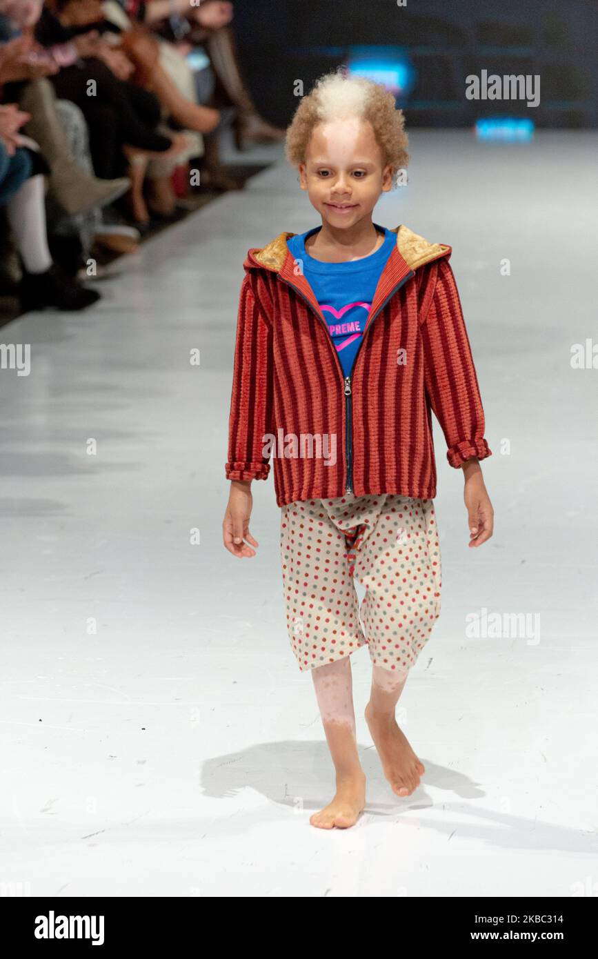 A model walks the runway at the Supreme Tamu collection for Spring and  Summer 2020 during the third annual Toronto Kids Fashion Week fashion show  on November 30, 2019 in Toronto, Canada (