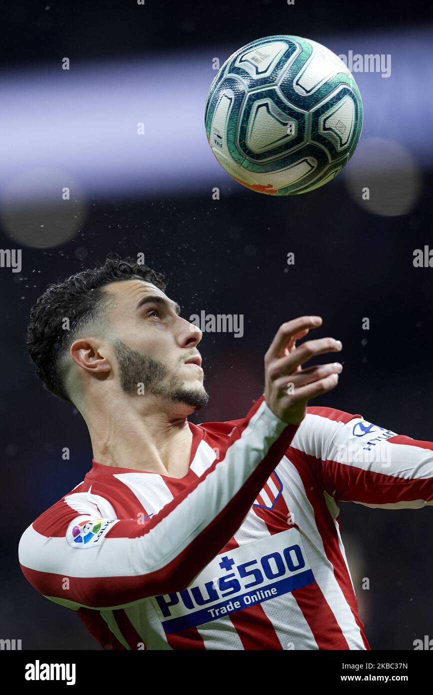 Mario Hermoso of Atletico Madrid in action during the Liga match between Club Atletico de Madrid and FC Barcelona at Wanda Metropolitano on December 1, 2019 in Madrid, Spain. (Photo by Jose Breton/Pics Action/NurPhoto) Stock Photo