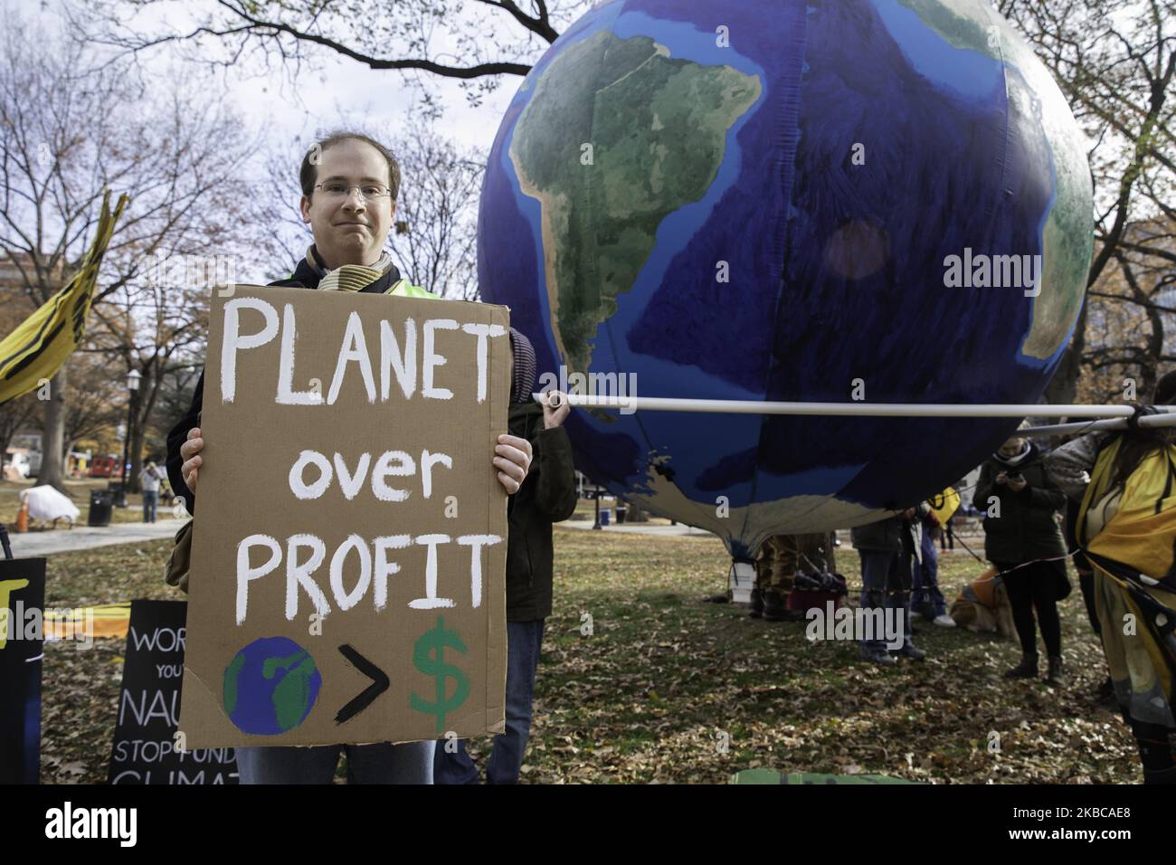 Climate Change activists gathered to participate in a 'Fire Drill Fridays' climate change protest in Washington, D.C. on Friday, December 6, 2019. (Photo by Aurora Samperio/NurPhoto) Stock Photo