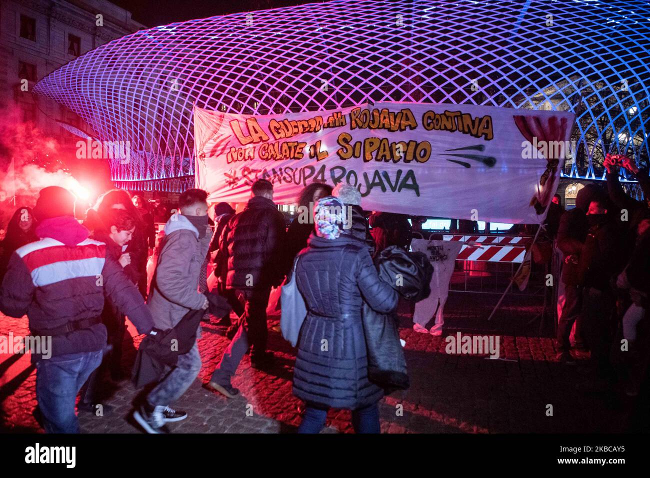People take part in a flash mob protesting against Rojava war and ...