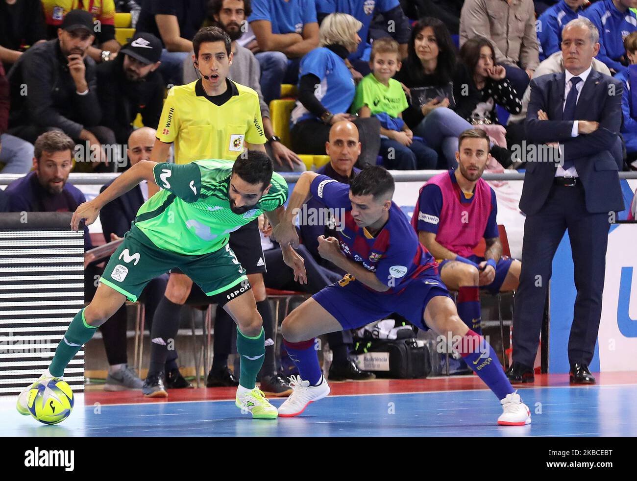 Marcenio and Humberto during the match between FC Barcelona and Inter Movistar, corresponding to the week 12 of the spanish Futsal League, on 08th December 2019, in Barcelona, Spain. (Photo by Joan Valls/Urbanandsport /NurPhoto) Stock Photo
