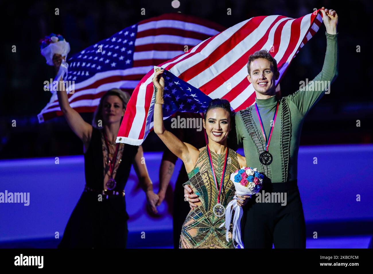 Madison CHOCK / Evan BATES (USA) at the pricegiving ceremony of the the Ice Dance of the ISU