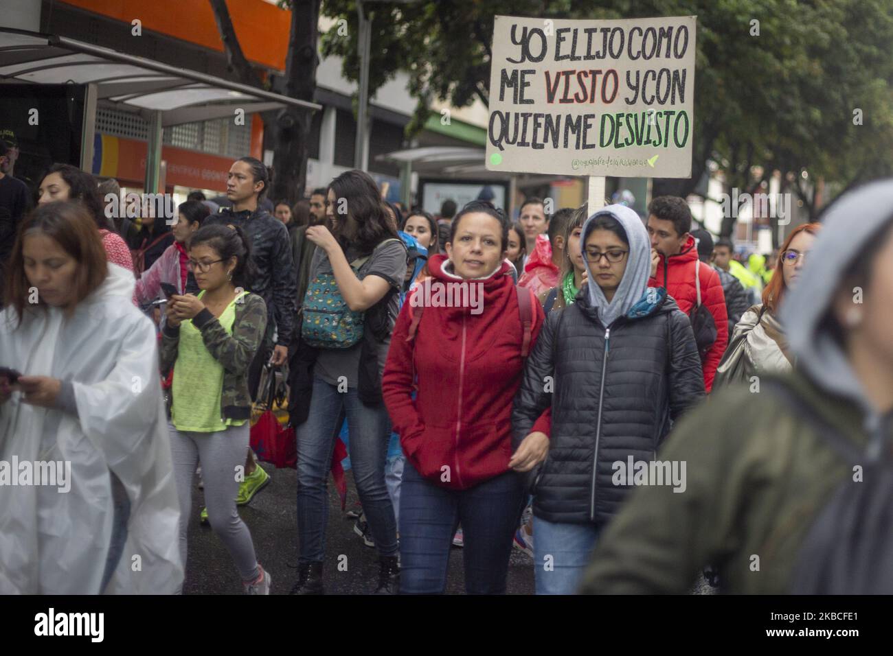 People gather for a musical protest against the government of President Iván Duque in Bogotá. (Photo by Daniel Garzon Herazo/NurPhoto) Stock Photo