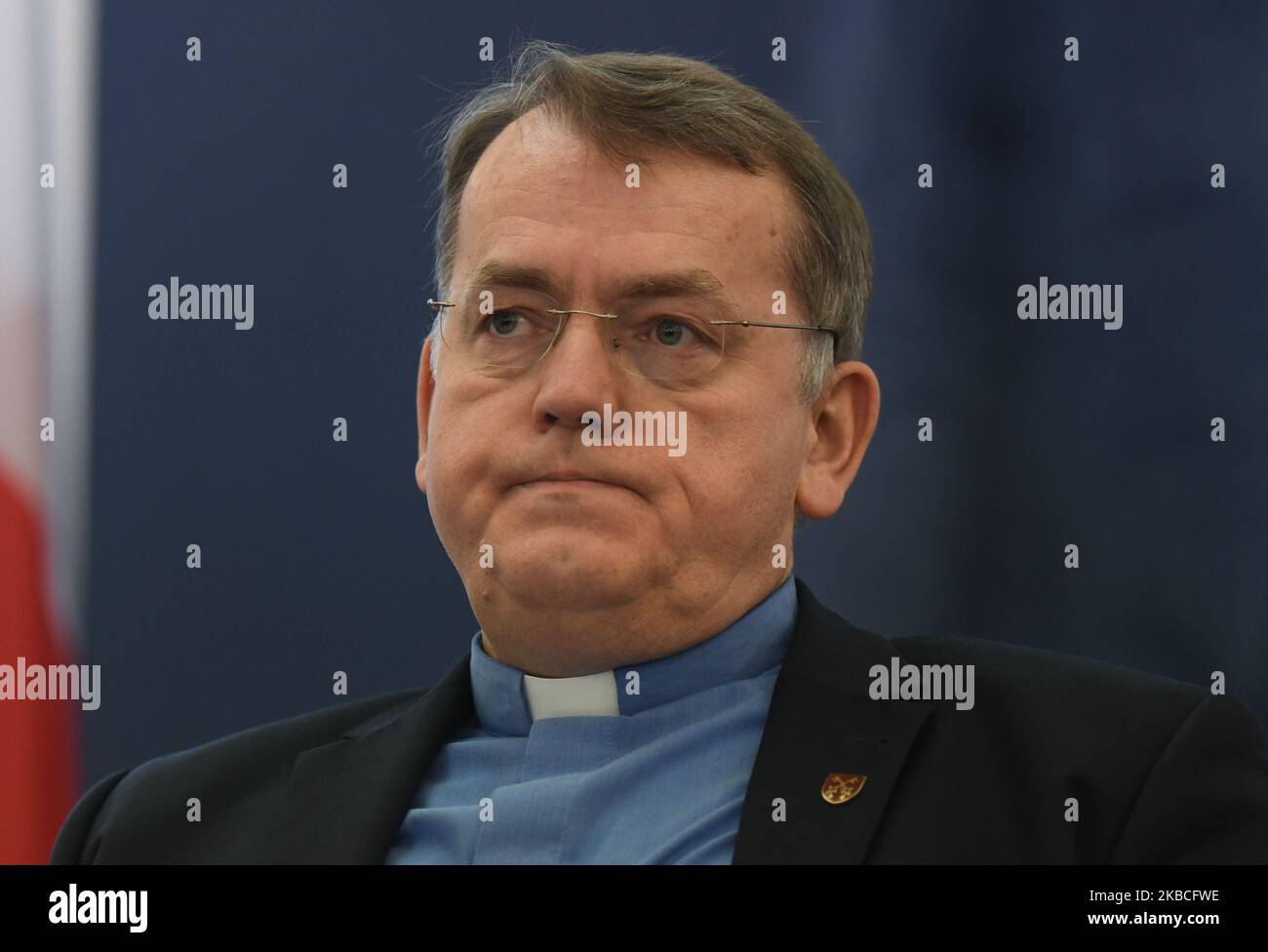 Dariusz Oko, a Polish priest and philosopher, seen during the open debate 'LGBT ideology and gender. Experience EU countries and EU policy', inside the Pontifical University of John Paul II in Krakow. On Monday, December 9, 2019, in Krakow, Poland. (Photo by Artur Widak/NurPhoto) Stock Photo