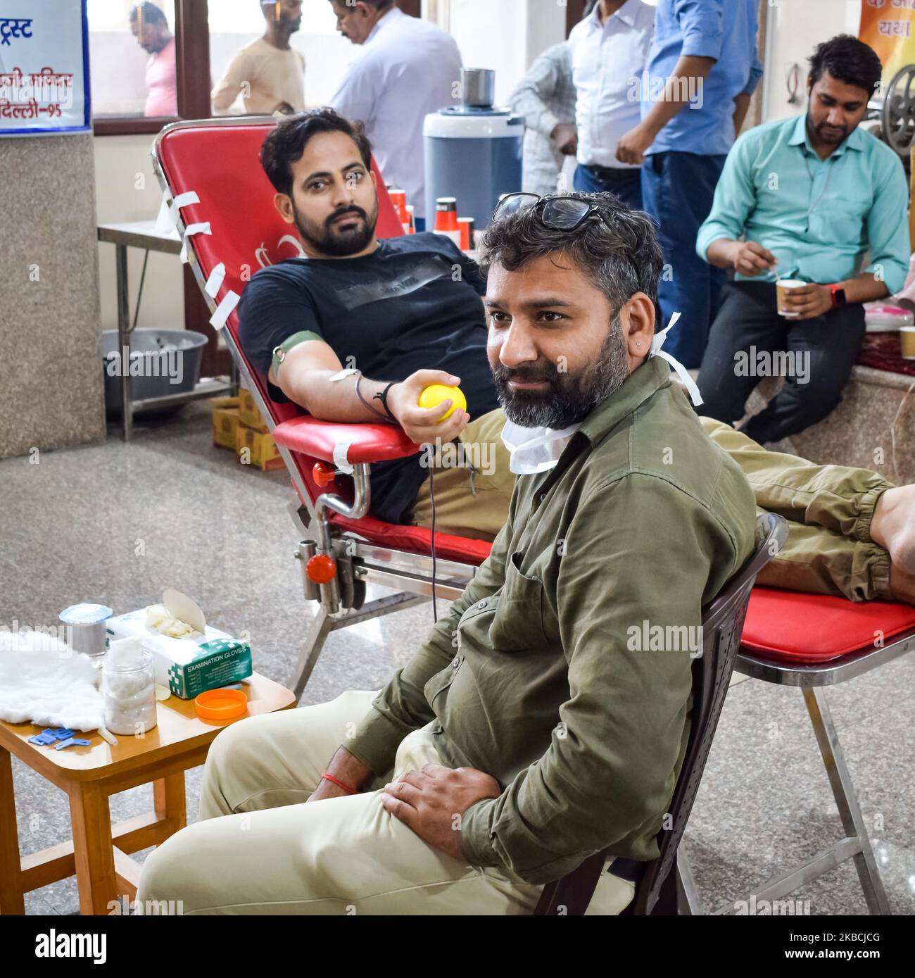 Delhi, India, June 19 2022 Blood donor at Blood donation camp held at