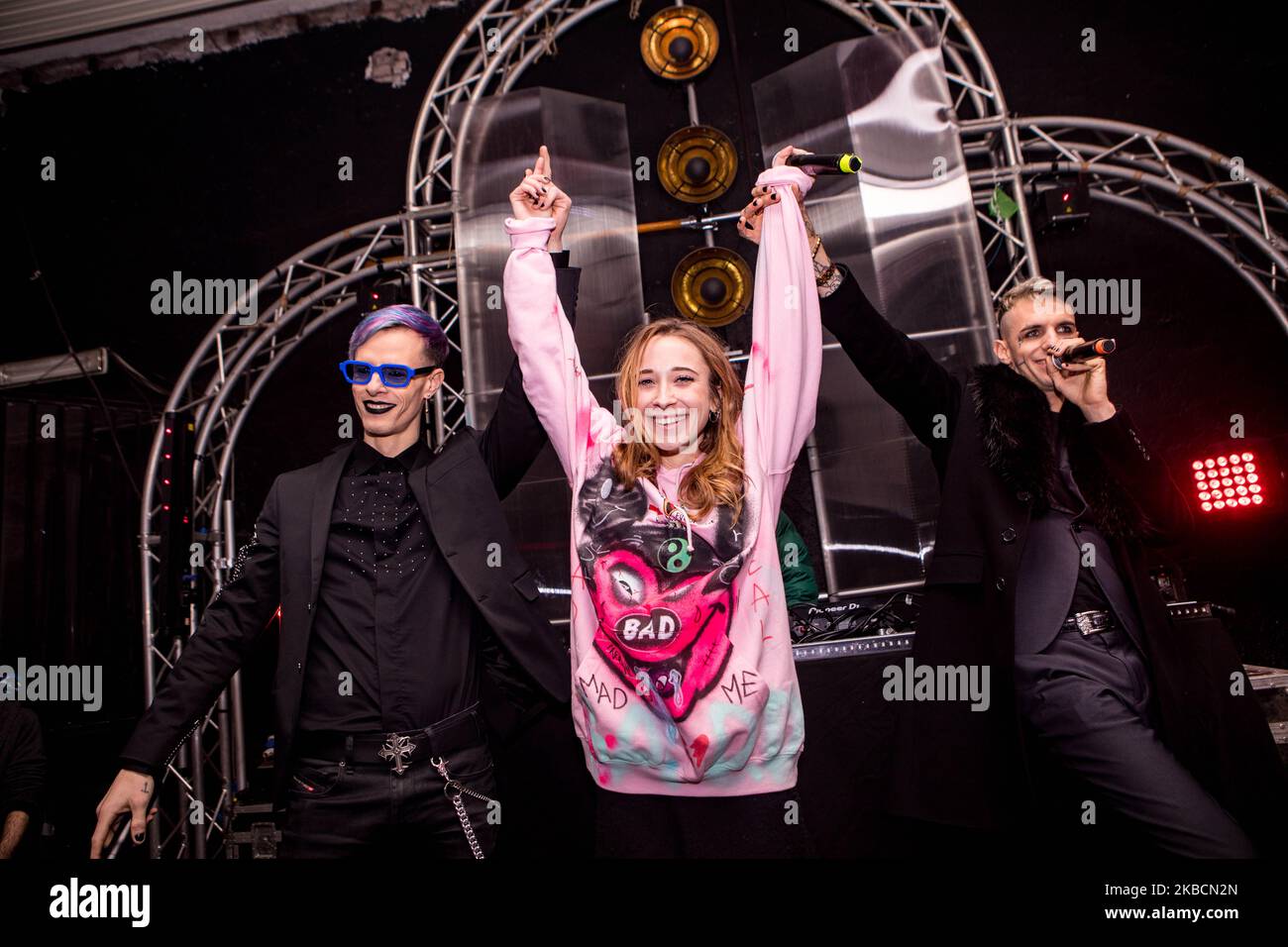 Boss Doms (L) Nahaze (C) and Achille Lauro (R) present live the new