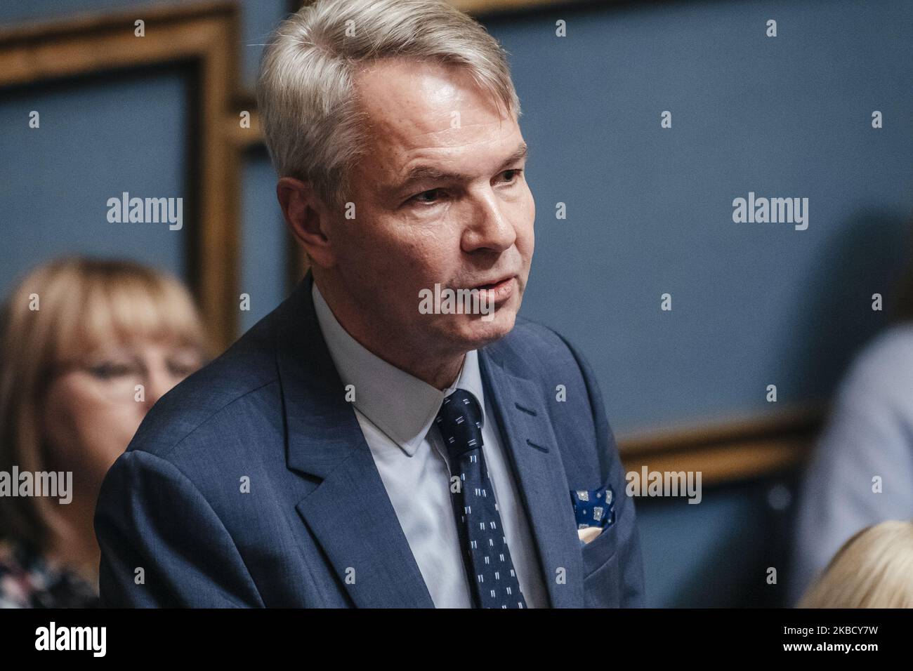 Minister for Foreign Affairs Pekka Haavisto during a plenary session of the Parliament of Finland on 12 December 2019 in Helsinki, Finland. (Photo by Antti Yrjonen/NurPhoto) Stock Photo