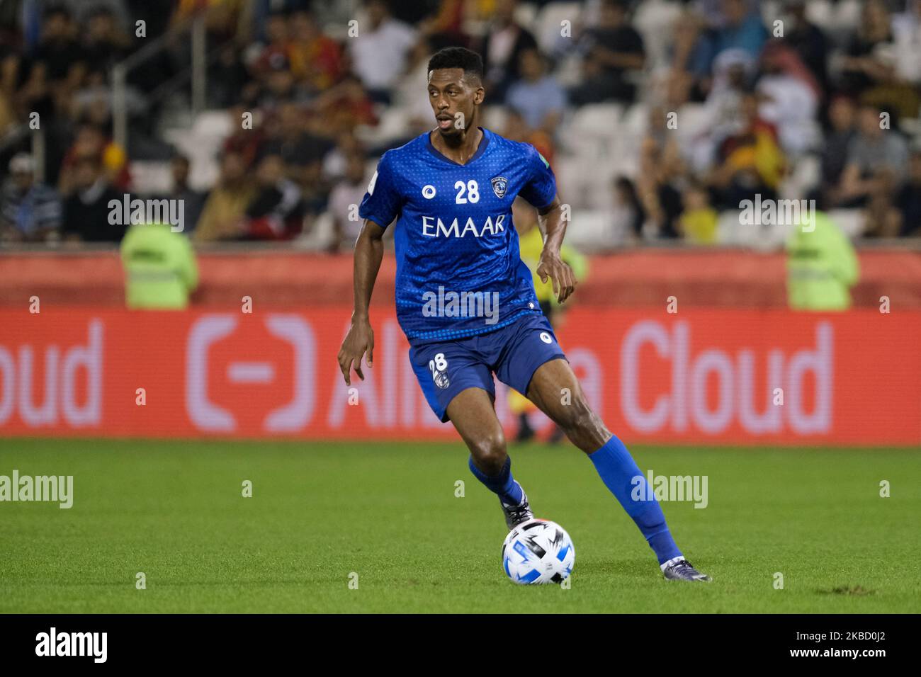 Mohamed Kanno of Al Hilal on the ball during the FIFA Club World Cup 2nd round match between Al Hilal and Esperance Sportive de Tunis at Jassim Bin Hamad Stadium on December 14, 2019 in Doha, Qatar. (Photo by Simon Holmes/NurPhoto) Stock Photo