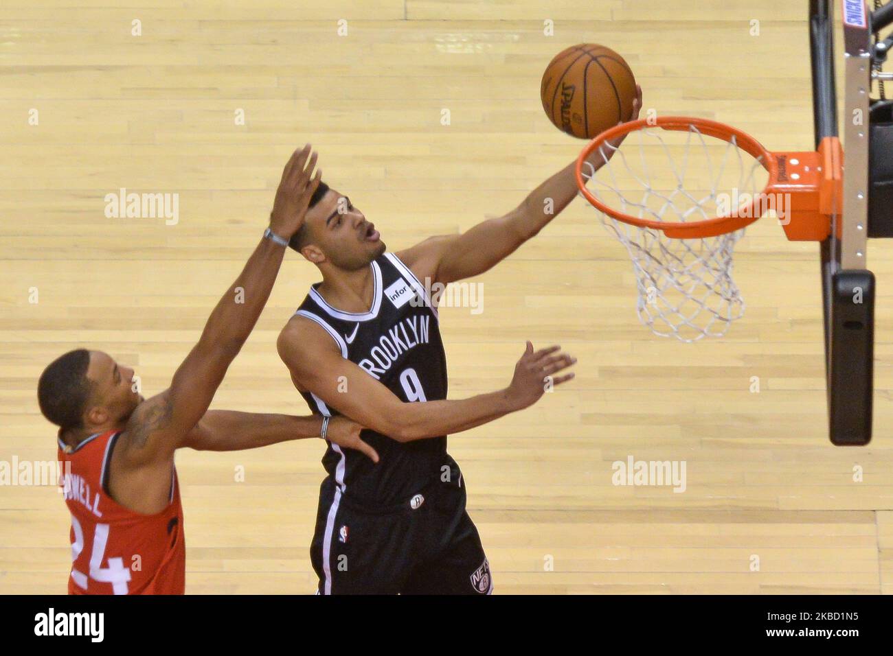 Timothe Luwawu-Cabarrot #9 of the Brooklyn Nets puts up a shot during the Toronto Raptors vs Brooklyn Nets NBA regular season game at Scotiabank Arena on December 14, 2019, in Toronto, Canada (Raptors won 110:102) (Photo by Anatoliy Cherkasov/NurPhoto) Stock Photo