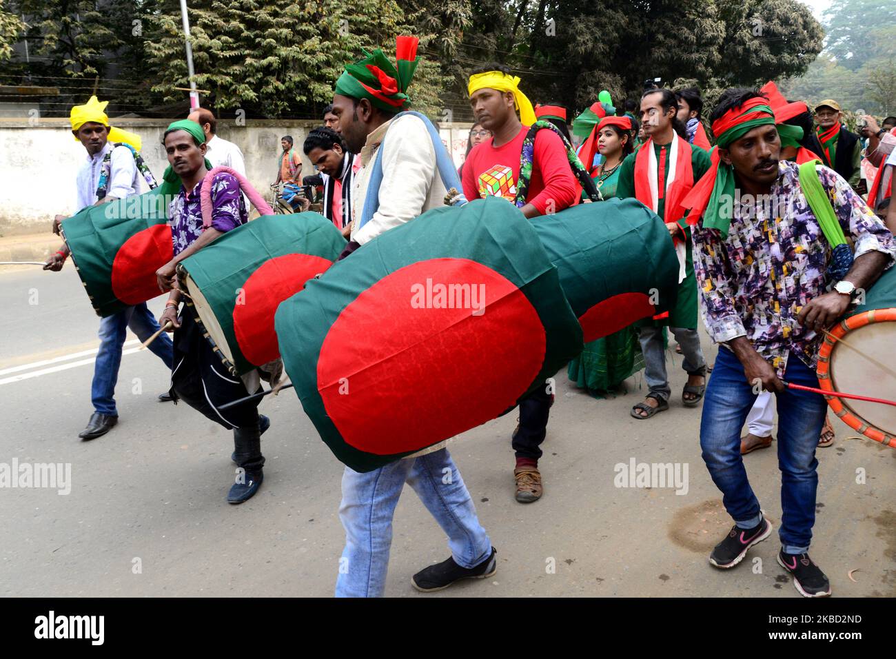 Bangladeshi people participate in a rally during the Victory Day celebrations in Dhaka, Bangladesh on December 16, 2019. Bangladesh marks its 48th Victory Day to commemorate the victory of the Allied forces High Command over the Pakistani forces in the Bangladesh Liberation War in 1971. Bangladesh became a free nation on 16 December 1971 after a nine-month bloody war with Pakistan. (Photo by Mamunur Rashid/NurPhoto) Stock Photo