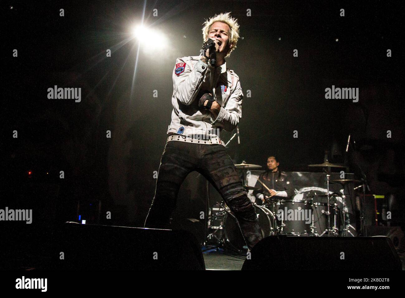 Spider one of Powerman 5000 performs live in Milano, Italy, on June 27 2014. Powerman 5000, which frontman Spider One is the younger brother of fellow metal musician Rob Zombie, is an American Industrial metal band formed in 1991. The group has released nine albums, gaining its highest level of commercial success with 1999's Tonight the Stars Revolt!, which reached number 29 on the Billboard 200 while spawning the singles When Worlds Collide and Nobody's Real (Photo by Mairo Cinquetti/NurPhoto) Stock Photo