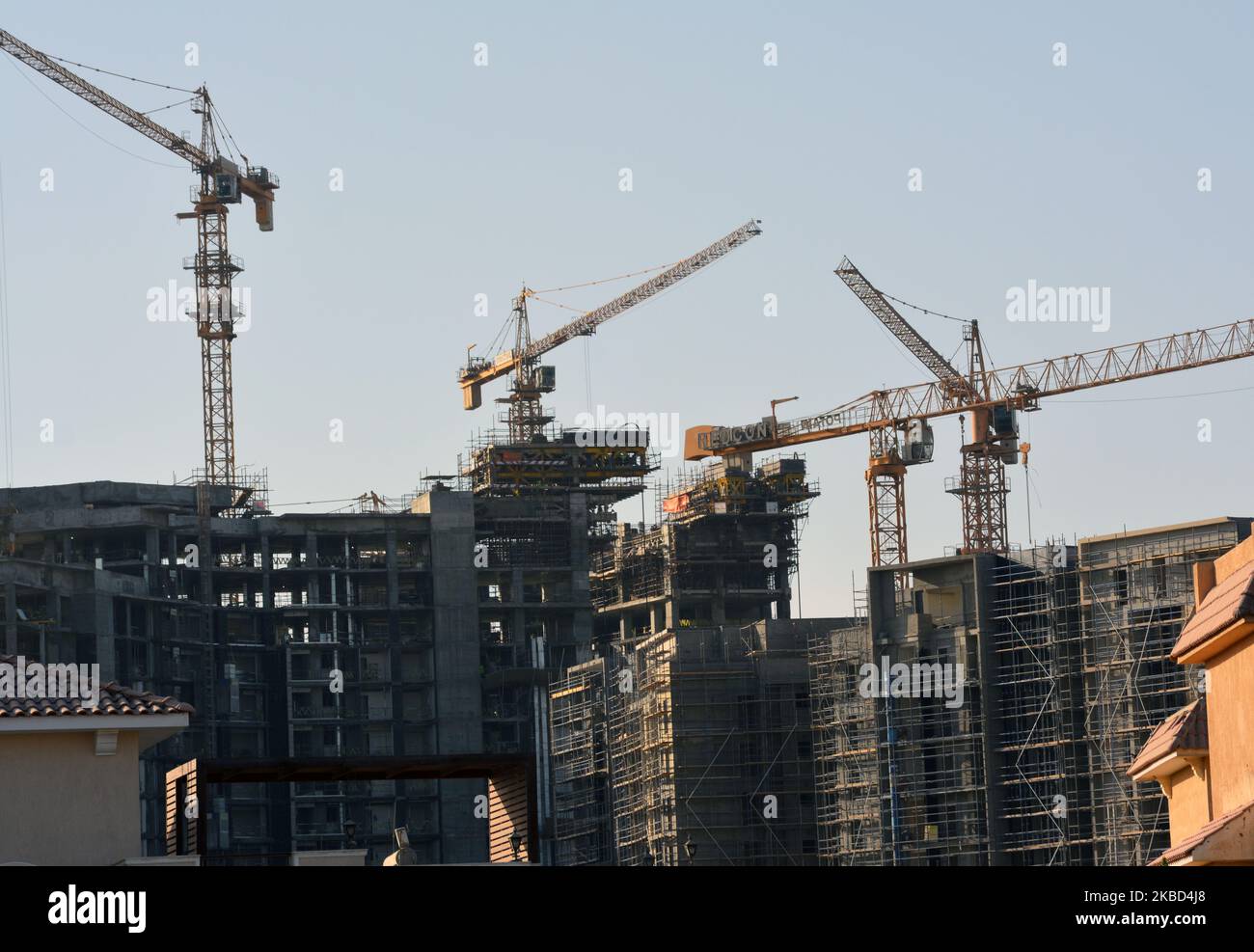 Giza, Egypt, October 16 2022 A construction site of new rise up of new