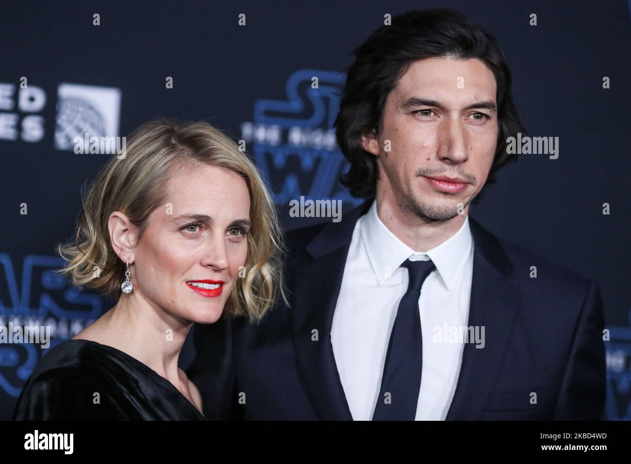 HOLLYWOOD, LOS ANGELES, CALIFORNIA, USA - DECEMBER 16: Joanne Tucker and Adam Driver arrive at the World Premiere Of Disney's 'Star Wars: The Rise Of Skywalker' held at the El Capitan Theatre on December 16, 2019 in Hollywood, Los Angeles, California, United States. (Photo by Xavier Collin/Image Press Agency/NurPhoto) Stock Photo