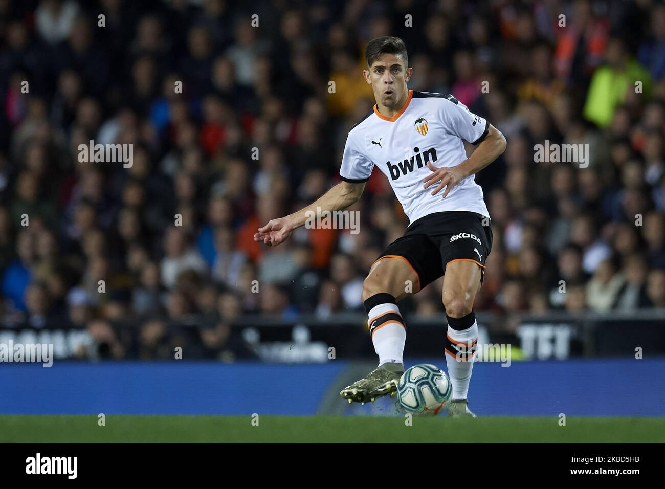 Gabriel Paulista of Valencia does passed during the Liga match between Valencia CF and Real Madrid CF at Estadio Mestalla on December 15, 2019 in Valencia, Spain. (Photo by Jose Breton/Pics Action/NurPhoto) Stock Photo