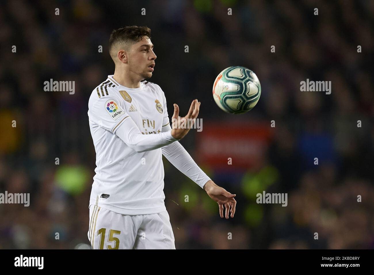 Federico Valverde of Real Madrid during the Liga match between FC Barcelona and Real Madrid CF at Camp Nou on October 26, 2019 in Barcelona, Spain. (Photo by Jose Breton/Pics Action/NurPhoto) Stock Photo